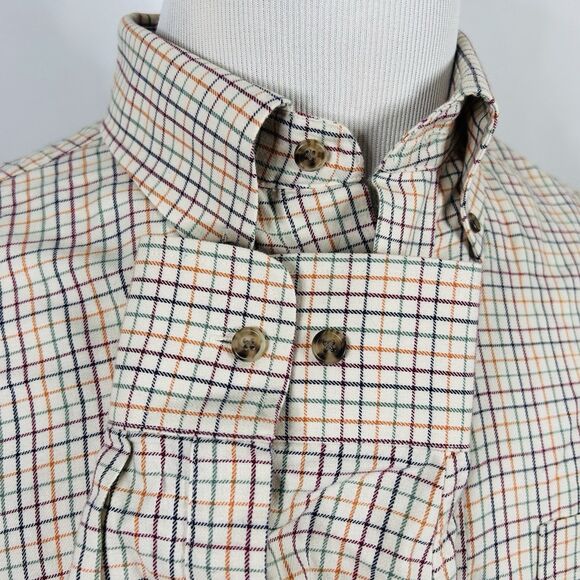 Orvis Large Signature Collection Flannel Shirt Wool Blend Rainbow on Beige Plaid - Picture 4 of 5